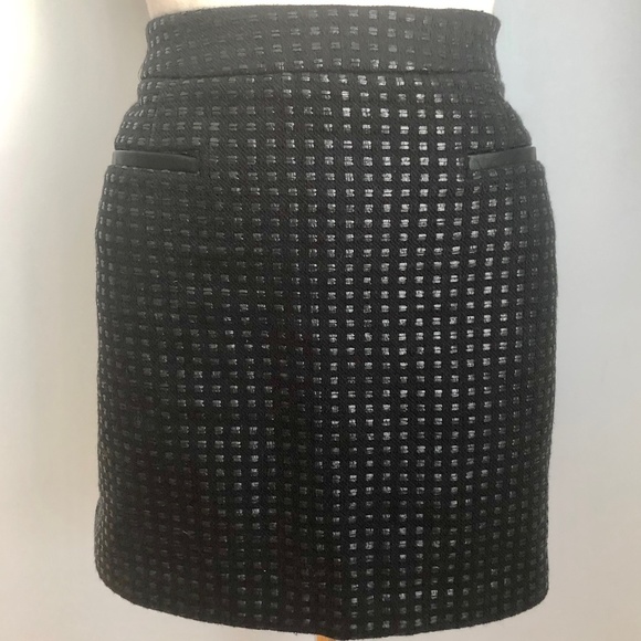 Like-New Tailored Black Gap Leather-Trim Miniskirt - Picture 1 of 9
